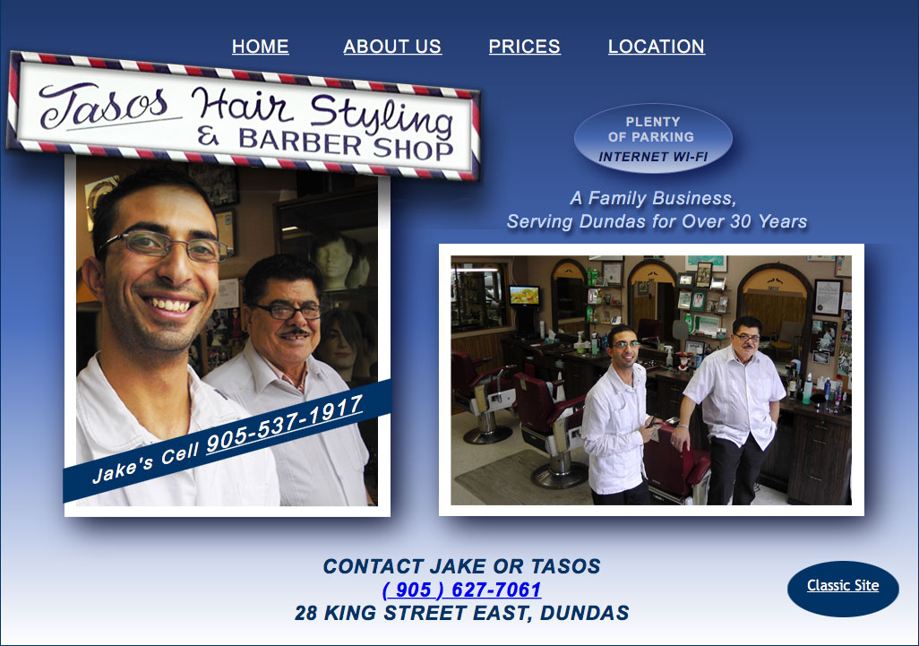 Tasos Barber Shop link to website